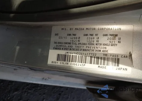 2016 Mazda Mazda6 I Touring from USA, damaged, VIN JM1GJ1V53G1417722